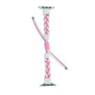 Silicone Bean Braided Cord Nylon Watch Band For Apple Watch SE 44mm(White Pink) - 3