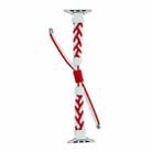 Silicone Bean Braided Cord Nylon Watch Band For Apple Watch 6 40mm(White Red) - 3