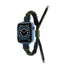 Silicone Bean Braided Cord Nylon Watch Band For Apple Watch 3 38mm(Black Green) - 1