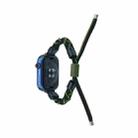 Silicone Bean Braided Cord Nylon Watch Band For Apple Watch 3 38mm(Black Green) - 2