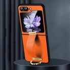 For Samsung Galaxy Flip5 SULADA PC + Leather Texture Skin Feel Shockproof Phone Case(Orange) - 1