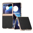 For Motorola Razr 40 Ultra Nano Plating Genuine Leather Luolai Series Phone Case(Black) - 1