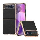 For Motorola Razr 40 Nano Plating Genuine Leather Luolai Series Phone Case(Black) - 1