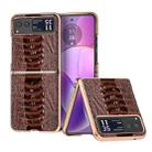 For Motorola Razr 40 Nano Plating Genuine Leather Weilai Series Phone Case(Coffee) - 1