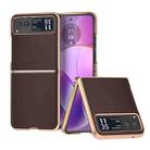 For Motorola Razr 40 Nano Plating Genuine Leather Xiaoya Series Phone Case(Coffee) - 1