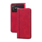 For Xiaomi Poco C40 Frosted Business Magnetic Horizontal Flip PU Phone Case(Red) - 1