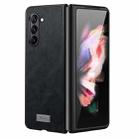 For Samsung Galaxy Z Fold5 SULADA Shockproof TPU + Handmade Leather Phone Case(Black) - 1