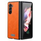 For Samsung Galaxy Z Fold5 SULADA Shockproof TPU + Handmade Leather Phone Case(Orange) - 1