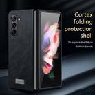 For Samsung Galaxy Z Fold5 SULADA Shockproof TPU + Handmade Leather Phone Case(Orange) - 2