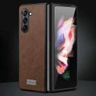 For Samsung Galaxy Z Fold6 SULADA Shockproof TPU + Handmade Leather Phone Case(Brown) - 1