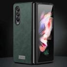 For Samsung Galaxy Z Fold4 SULADA Shockproof TPU + Handmade Leather Phone Case(Green) - 1