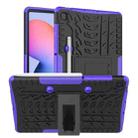 For Samsung Galaxy S6 Lite Tire Texture TPU+PC Shockproof Case  , with Holder & Pen Tray(Purple) - 1