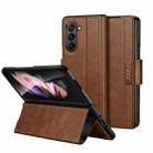 For Samsung Galaxy Z Fold5 SULADA All-inclusive Magnetic Snap Flip Leather Phone Case(Brown) - 1