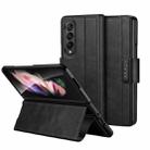 For Samsung Galaxy Z Fold4 / W23 SULADA All-inclusive Magnetic Snap Flip Leather Phone Case(Black) - 1