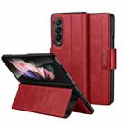 For Samsung Galaxy Z Fold4 / W23 SULADA All-inclusive Magnetic Snap Flip Leather Phone Case(Red) - 1