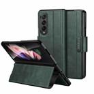 For Samsung Galaxy Z Fold4 / W23 SULADA All-inclusive Magnetic Snap Flip Leather Phone Case(Green) - 1