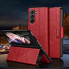 For Samsung Ga6axy Z Fold6 SULADA All-inclusive Magnetic Snap Flip Leather Phone Case(Red) - 1