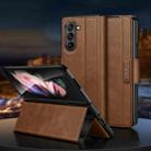 For Samsung Ga6axy Z Fold6 SULADA All-inclusive Magnetic Snap Flip Leather Phone Case(Brown) - 1