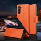 For Samsung Ga6axy Z Fold6 SULADA All-inclusive Magnetic Snap Flip Leather Phone Case(Orange) - 1