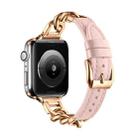 For Apple Watch SE 2022 44mm Chain Genuine Leather Watch Band, Size: S(Rose Gold Pink) - 1