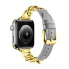 For Apple Watch Series 4 40mm Chain Genuine Leather Watch Band, Size: S(Gold Grey) - 1