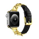 For Apple Watch Series 3 38mm Chain Genuine Leather Watch Band, Size: S(Gold Black) - 1