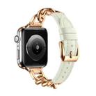For Apple Watch Series 3 38mm Chain Genuine Leather Watch Band, Size: S(Rose Gold Beige) - 1