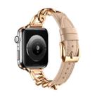 For Apple Watch Series 3 38mm Chain Genuine Leather Watch Band, Size: S(Rose Gold Apricot) - 1