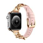 For Apple Watch Ultra 2 49mm Chain Genuine Leather Watch Band, Size: S(Rose Gold Pink) - 1
