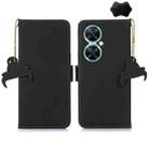 For Huawei Nova 11i / Maimang 20 5G / Enjoy 60 Pro Genuine Leather Magnetic RFID Leather Phone Case(Black) - 1