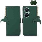 For Huawei Nova 11i / Maimang 20 5G / Enjoy 60 Pro Genuine Leather Magnetic RFID Leather Phone Case(Green) - 1