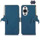 For Huawei Nova 11 Genuine Leather Magnetic RFID Leather Phone Case(Blue) - 1