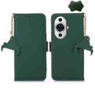For Huawei Nova 11 Genuine Leather Magnetic RFID Leather Phone Case(Green) - 1
