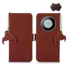 For Huawei Mate 60 Genuine Leather Magnetic RFID Leather Phone Case(Coffee) - 1