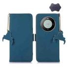For Huawei Mate 60 Genuine Leather Magnetic RFID Leather Phone Case(Blue) - 1