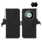 For Huawei Mate 60 Pro Genuine Leather Magnetic RFID Leather Phone Case(Black) - 1