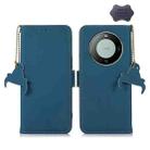 For Huawei Mate 60 Pro Genuine Leather Magnetic RFID Leather Phone Case(Blue) - 1
