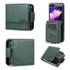 For Samsung Galaxy Z Flip5 5G AZNS Magnetic Calf Texture Flip Leather Phone Case(Dark Green) - 1