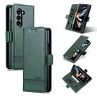 For Samsung Galaxy Z Fold5 5G AZNS Magnetic Calf Texture Flip Leather Phone Case(Dark Green) - 1