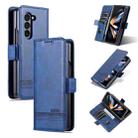 For Samsung Galaxy Z Fold5 5G AZNS Magnetic Calf Texture Flip Leather Phone Case(Dark Blue) - 1