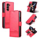 For Samsung Galaxy Z Fold6 5G AZNS Magnetic Calf Texture Flip Leather Phone Case(Red) - 1