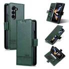 For Samsung Galaxy Z Fold6 5G AZNS Magnetic Calf Texture Flip Leather Phone Case(Dark Green) - 1