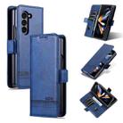 For Samsung Galaxy Z Fold6 5G AZNS Magnetic Calf Texture Flip Leather Phone Case(Dark Blue) - 1