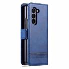 For Samsung Galaxy Z Fold6 5G AZNS Magnetic Calf Texture Flip Leather Phone Case(Dark Blue) - 3