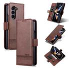 For Samsung Galaxy Z Fold6 5G AZNS Magnetic Calf Texture Flip Leather Phone Case(Dark Brown) - 1