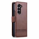 For Samsung Galaxy Z Fold6 5G AZNS Magnetic Calf Texture Flip Leather Phone Case(Dark Brown) - 3