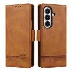 For Samsung Galaxy Z Fold7 5G AZNS Magnetic Calf Texture Flip Leather Phone Case(Light Brown) - 1