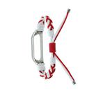 For Xiaomi Mi Band 4 / 3 Silicone Bean Braided Cord Nylon Watch Band(White Red) - 2