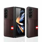 For Samsung Galaxy Z Fold5 5G Litchi Texture Card Slot Phone Case(Brown) - 1