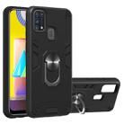 For Samsung Galaxy M31 2 in 1 Armour Series PC + TPU Protective Case with Ring Holder(Black) - 1